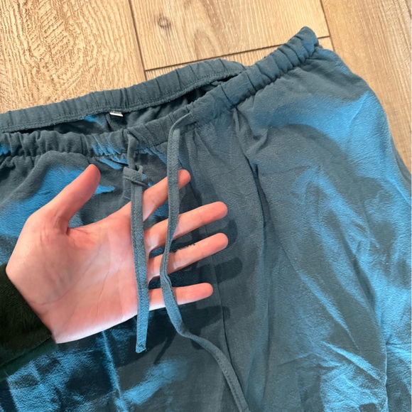 Women's Wide Leg Linen Summer Palazzo Pants in Teal - Picture 2 of 3